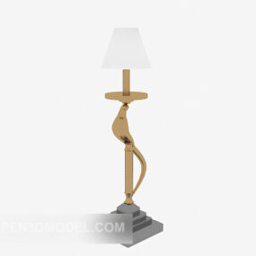 Lampada da tavolo bianca con base in legno modello 3d