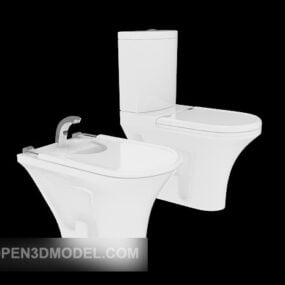 White Toilet Set 3d model
