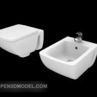 Modelo 3d de piscina de limpieza de inodoro blanco
