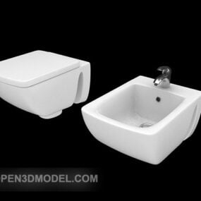 Beyaz Tuvalet Temizleme Havuzu 3D model