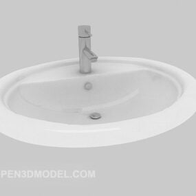 Washbasin With Cahir And Wooden Cabinet And Miror 3d model