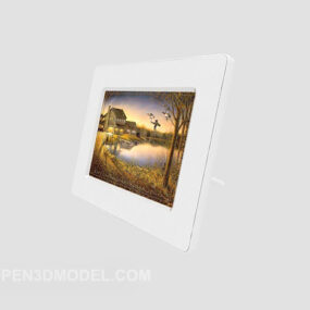 White Wood Photo Frame 3d model