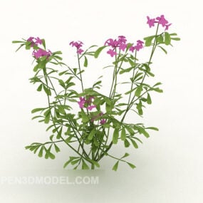 Wild Plant With Red Flower 3d model