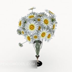 3д модель дикой хризантемы в горшке декоративной