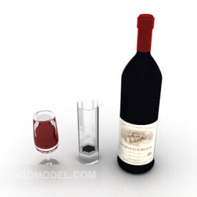 סט מטבח זכוכית יין דגם תלת מימד