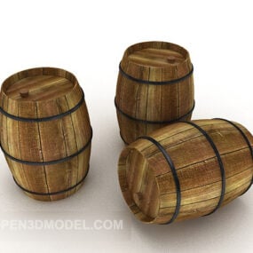 Mô hình 3d thùng gỗ rắn đựng rượu
