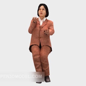 Mô hình 3d nhân vật nữ văn phòng mặc vest