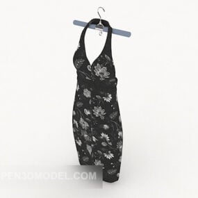3д модель женского темного платья модного