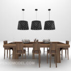 Modern Wood Dining Table With Lamp