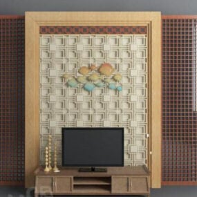 Wood Tv Wall 3d model