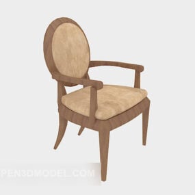 Wood Armrest Home Chair 3d model