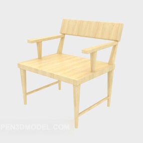 Wood Armrest Lounge Chair 3d model