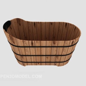 Modelo 3d de banheira de madeira