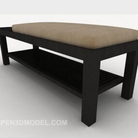Dark Wood Bench Furniture 3d model