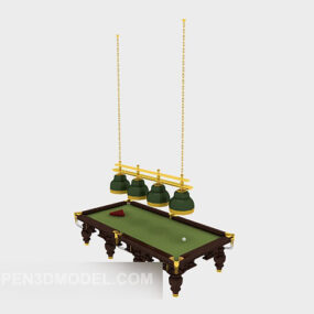 Wood Billiard Table With Lighting 3d model