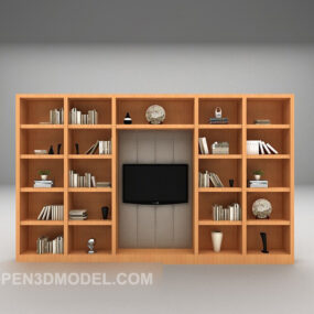 Wood Bookcase Furniture Design 3d model
