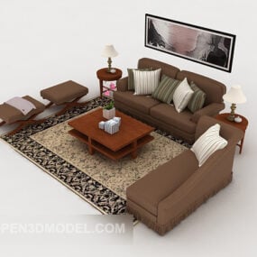 Canapé combiné en bois marron modèle 3D