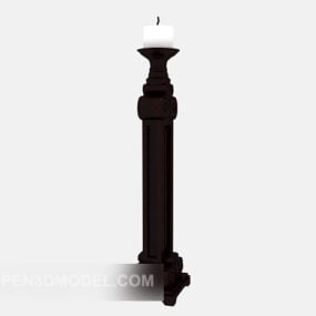 Dark Wood Candlestick Lamp 3d model