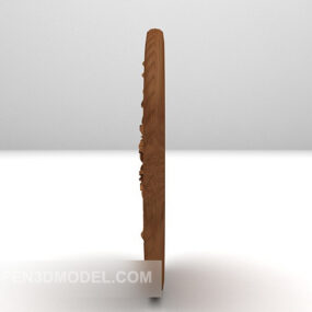 Asiatische Holzschnitzerei, dekoratives 3D-Modell