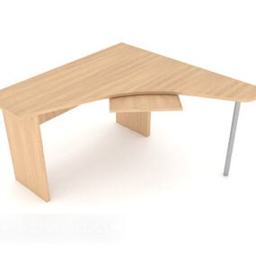 Eckförmiges 3D-Modell eines Computertischs aus Holz