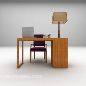 Study Wood Desk Furniture 3d model