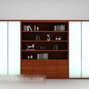 Wood Display Cabinet With Book Decorative 3d model