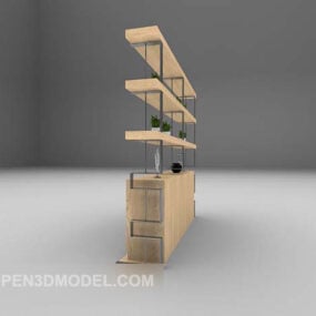 Modelo 3d de móveis de rack de exibição de madeira