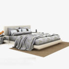 Wood Double Bed With Blanket
