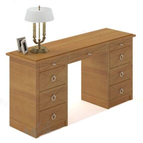 Wood Dresser With Lamp 3d model