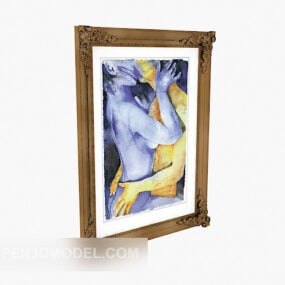 Easel With Oil Painting 3d model