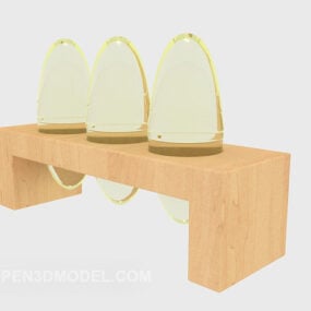 Perabotan Kayu Dengan Peralatan Makan model 3d