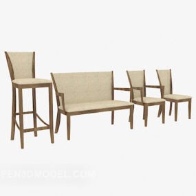 Wood Home Chair Collection 3d-modell