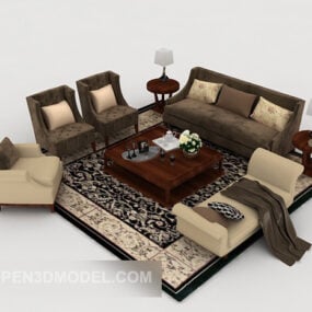 Wood Home Combination Sofa 3d model
