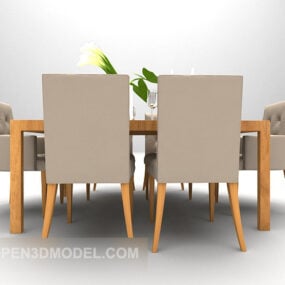 Ahşap Malzeme Ev Yemek Masası 3d modeli