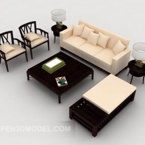 Wood Home Yellow Combination Sofa 3d model