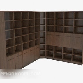3д модель деревянного большого книжного шкафа