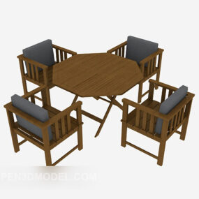 Wood Leisure Table And Chair 3d model