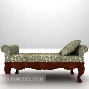 Modelo 3D de sofá lounge de madeira em formato longo