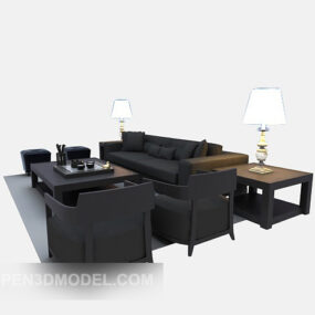 Дерев'яний сучасний диван сірого кольору 3d модель