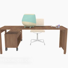Wood Office Table 3d model
