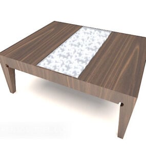 Modelo 3d de mesa de centro com padrão de madeira