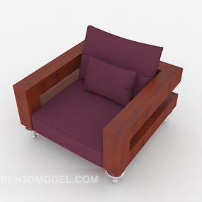 Wood Purple Single Sofa 3d model