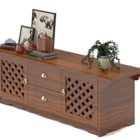 Wood Side Cabinet 3d model