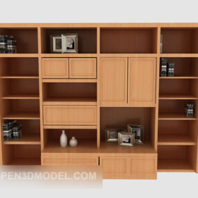 Wood Simple Display Cabinet 3d model