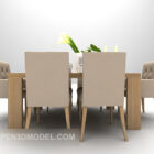 Wood Simple Table And Chair Brown Color
