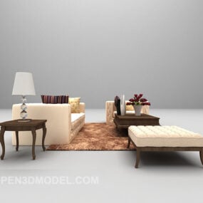 Houten bank Grote volledige sets 3D-model