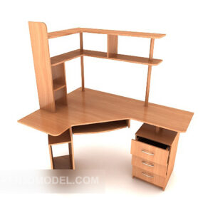 Wood Student Desk 3d model