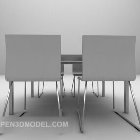Wood Table With Plastic Chair 3d model