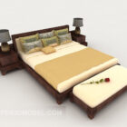 Wood Warm Yellow Simple Double Bed