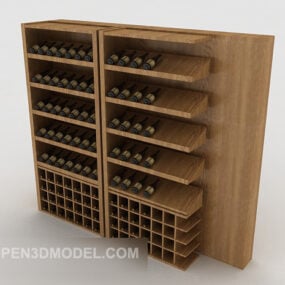 Tall Wine Rack With Wine Bottles And Vase 3d model